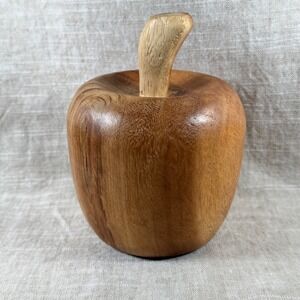 Vintage Wooden Apple Sculpture | Hand Carved Rustic Decor
